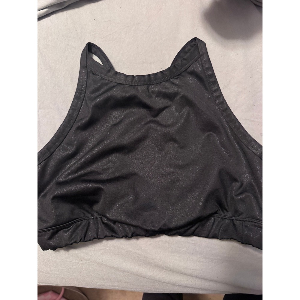 JoyLab Womens High Neck Strappy Back Shimmer Sports Bra Black XL